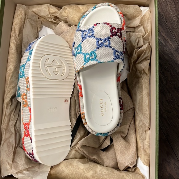 Gucci multicolored platform slides - Picture 7 of 9